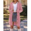 MEROKEETY Women’s 2025 Long Sleeve Cardigan Sweater Fall Winter Cable Knit Open Front Button Long Outerwear(Darkpink)