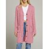MEROKEETY Women’s 2025 Long Sleeve Cardigan Sweater Fall Winter Cable Knit Open Front Button Long Outerwear(Darkpink)