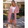 MEROKEETY Women’s 2025 Long Sleeve Cardigan Sweater Fall Winter Cable Knit Open Front Button Long Outerwear(Darkpink)