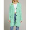 MEROKEETY Women’s 2025 Long Sleeve Cardigan Sweater Fall Winter Cable Knit Open Front Button Long Outerwear(Mint)