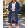 MEROKEETY Women’s 2025 Long Sleeve Cardigan Sweater Fall Winter Cable Knit Open Front Button Long Outerwear(Navy)