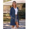 MEROKEETY Women’s 2025 Long Sleeve Cardigan Sweater Fall Winter Cable Knit Open Front Button Long Outerwear(Navy)