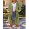 MEROKEETY Women’s 2025 Long Sleeve Cardigan Sweater Fall Winter Cable Knit Open Front Button Long Outerwear(Olive)