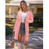 MEROKEETY Women’s 2025 Long Sleeve Cardigan Sweater Fall Winter Cable Knit Open Front Button Long Outerwear(Pink)