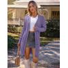 MEROKEETY Women’s 2025 Long Sleeve Cardigan Sweater Fall Winter Cable Knit Open Front Button Long Outerwear(Purple)
