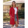 MEROKEETY Women’s 2025 Long Sleeve Cardigan Sweater Fall Winter Cable Knit Open Front Button Long Outerwear(Red)
