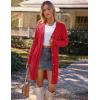 MEROKEETY Women’s 2025 Long Sleeve Cardigan Sweater Fall Winter Cable Knit Open Front Button Long Outerwear(Red)