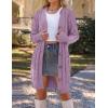 MEROKEETY Women’s 2025 Long Sleeve Cardigan Sweater Fall Winter Cable Knit Open Front Button Long Outerwear(Taro)
