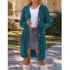 MEROKEETY Women’s 2025 Long Sleeve Cardigan Sweater Fall Winter Cable Knit Open Front Button Long Outerwear(Teal)