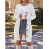MEROKEETY Women’s 2025 Long Sleeve Cardigan Sweater Fall Winter Cable Knit Open Front Button Long Outerwear(White)