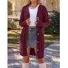 MEROKEETY Women’s 2025 Long Sleeve Cardigan Sweater Fall Winter Cable Knit Open Front Button Long Outerwear(Wine)