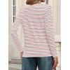 MEROKEETY Women’s 2025 Long Sleeve Top Blouse Fall Casual Trendy Colourful Striped Crewneck Loose Shirts(Beige)