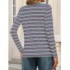 MEROKEETY Women’s 2025 Long Sleeve Top Blouse Fall Casual Trendy Colourful Striped Crewneck Loose Shirts(Dustyblue)