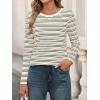 MEROKEETY Women’s 2025 Long Sleeve Top Blouse Fall Casual Trendy Colourful Striped Crewneck Loose Shirts(Grey)