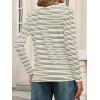 MEROKEETY Women’s 2025 Long Sleeve Top Blouse Fall Casual Trendy Colourful Striped Crewneck Loose Shirts(Grey)