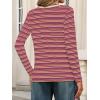 MEROKEETY Women’s 2025 Long Sleeve Top Blouse Fall Casual Trendy Colourful Striped Crewneck Loose Shirts(Wine)