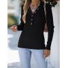 MEROKEETY Women’s 2025 Long Sleeve V Neck Ribbed Button Knit Sweater Solid Color Tops(Black)