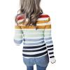 MEROKEETY Women’s 2025 Long Sleeve V Neck Ribbed Button Knit Sweater Solid Color Tops(B-stripe Navy)