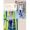 MEROKEETY Women’s 2025 Long Sleeve V Neck Ribbed Button Knit Sweater Solid Color Tops(B-stripe Navy)