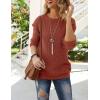 MEROKEETY Women’s 2025 Long Sleeve Waffle Knit Pullover Sweater Crew Neck Solid Color Jumper Tops(Brown)