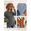 MEROKEETY Women’s 2025 Long Sleeve Waffle Knit Pullover Sweater Crew Neck Solid Color Jumper Tops(Grey)
