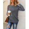 MEROKEETY Women’s 2025 Long Sleeve Waffle Knit Pullover Sweater Crew Neck Solid Color Jumper Tops(Grey)