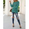 MEROKEETY Women’s 2025 Long Sleeve Waffle Knit Pullover Sweater Crew Neck Solid Color Jumper Tops(Lake Green)