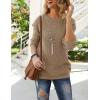 MEROKEETY Women’s 2025 Long Sleeve Waffle Knit Pullover Sweater Crew Neck Solid Color Jumper Tops(Light Khaki)