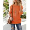 MEROKEETY Women’s 2025 Long Sleeve Waffle Knit Pullover Sweater Crew Neck Solid Color Jumper Tops(Orange)