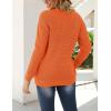 MEROKEETY Women’s 2025 Long Sleeve Waffle Knit Pullover Sweater Crew Neck Solid Color Jumper Tops(Orange)