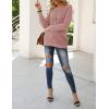 MEROKEETY Women’s 2025 Long Sleeve Waffle Knit Pullover Sweater Crew Neck Solid Color Jumper Tops(Pink)