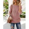 MEROKEETY Women’s 2025 Long Sleeve Waffle Knit Pullover Sweater Crew Neck Solid Color Jumper Tops(Pink)
