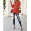 MEROKEETY Women’s 2025 Long Sleeve Waffle Knit Pullover Sweater Crew Neck Solid Color Jumper Tops(Rust)