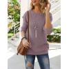 MEROKEETY Women’s 2025 Long Sleeve Waffle Knit Pullover Sweater Crew Neck Solid Color Jumper Tops(Taro)