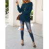 MEROKEETY Women’s 2025 Long Sleeve Waffle Knit Pullover Sweater Crew Neck Solid Color Jumper Tops(Teal)