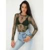 MEROKEETY Womens 2026 Long Sleeve Lace Sheer Mesh Tops Undershirt Sexy See Through Going Out Crewneck Blouse Shirts(Green)