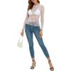 MEROKEETY Womens 2026 Long Sleeve Lace Sheer Mesh Tops Undershirt Sexy See Through Going Out Crewneck Blouse Shirts(White)