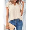 MEROKEETY Women’s 2026 Spring V Neck Ruffle Short Sleeve Blouse Summer Swiss Dot Dressy Casual Flowy Shirt Tunic Top(Apricot)