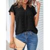 MEROKEETY Women’s 2026 Spring V Neck Ruffle Short Sleeve Blouse Summer Swiss Dot Dressy Casual Flowy Shirt Tunic Top(Black)
