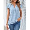 MEROKEETY Women’s 2026 Spring V Neck Ruffle Short Sleeve Blouse Summer Swiss Dot Dressy Casual Flowy Shirt Tunic Top(Blue)