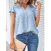 MEROKEETY Women’s 2026 Spring V Neck Ruffle Short Sleeve Blouse Summer Swiss Dot Dressy Casual Flowy Shirt Tunic Top(Blue)