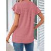 MEROKEETY Women’s 2026 Spring V Neck Ruffle Short Sleeve Blouse Summer Swiss Dot Dressy Casual Flowy Shirt Tunic Top(Coral Red)
