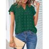 MEROKEETY Women’s 2026 Spring V Neck Ruffle Short Sleeve Blouse Summer Swiss Dot Dressy Casual Flowy Shirt Tunic Top(Dark Green)