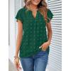 MEROKEETY Women’s 2026 Spring V Neck Ruffle Short Sleeve Blouse Summer Swiss Dot Dressy Casual Flowy Shirt Tunic Top(Dark Green)