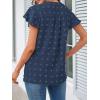 MEROKEETY Women’s 2026 Spring V Neck Ruffle Short Sleeve Blouse Summer Swiss Dot Dressy Casual Flowy Shirt Tunic Top(Dusty Navy)