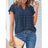 MEROKEETY Women’s 2026 Spring V Neck Ruffle Short Sleeve Blouse Summer Swiss Dot Dressy Casual Flowy Shirt Tunic Top(Dusty Navy)
