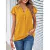 MEROKEETY Women’s 2026 Spring V Neck Ruffle Short Sleeve Blouse Summer Swiss Dot Dressy Casual Flowy Shirt Tunic Top(Ginger)