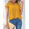 MEROKEETY Women’s 2026 Spring V Neck Ruffle Short Sleeve Blouse Summer Swiss Dot Dressy Casual Flowy Shirt Tunic Top(Ginger)