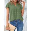 MEROKEETY Women’s 2026 Spring V Neck Ruffle Short Sleeve Blouse Summer Swiss Dot Dressy Casual Flowy Shirt Tunic Top(Green)