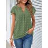 MEROKEETY Women’s 2026 Spring V Neck Ruffle Short Sleeve Blouse Summer Swiss Dot Dressy Casual Flowy Shirt Tunic Top(Green)